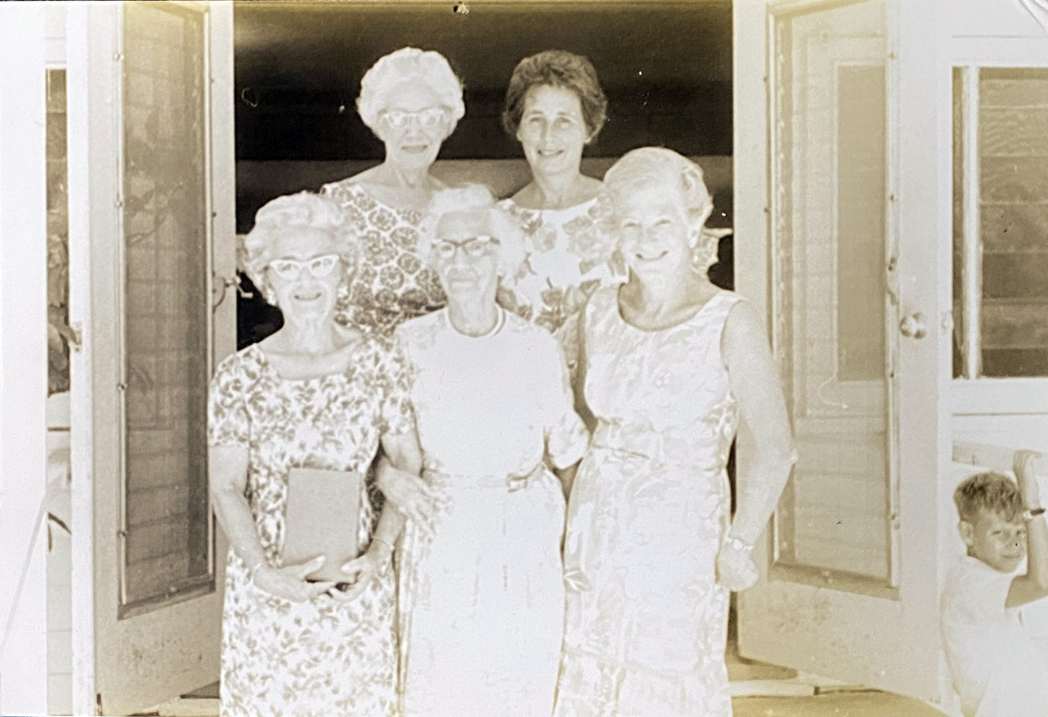 five women black & white photo